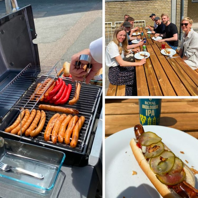 Første hotdogs på den nye grill